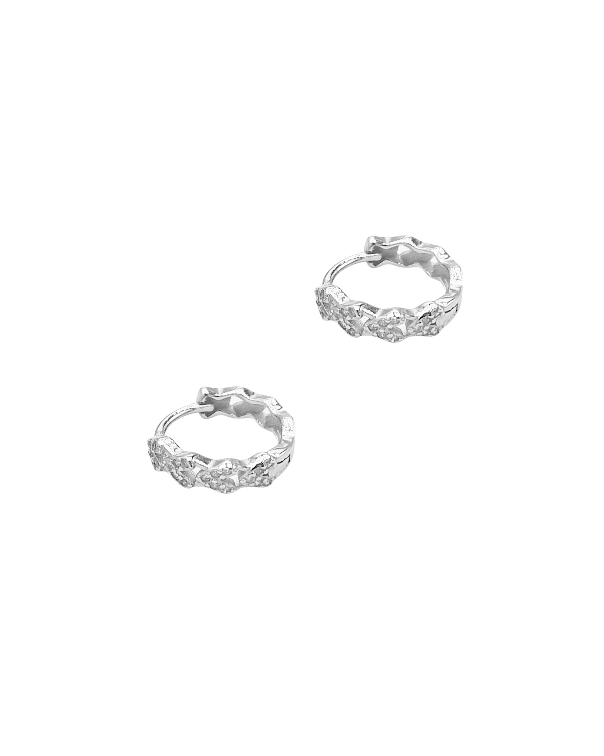 CREOLES EN ARGENT MOTIFS V AVEC PIERRES