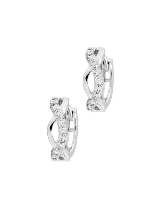 Créoles en argent serties de pierres 1,4 cm
