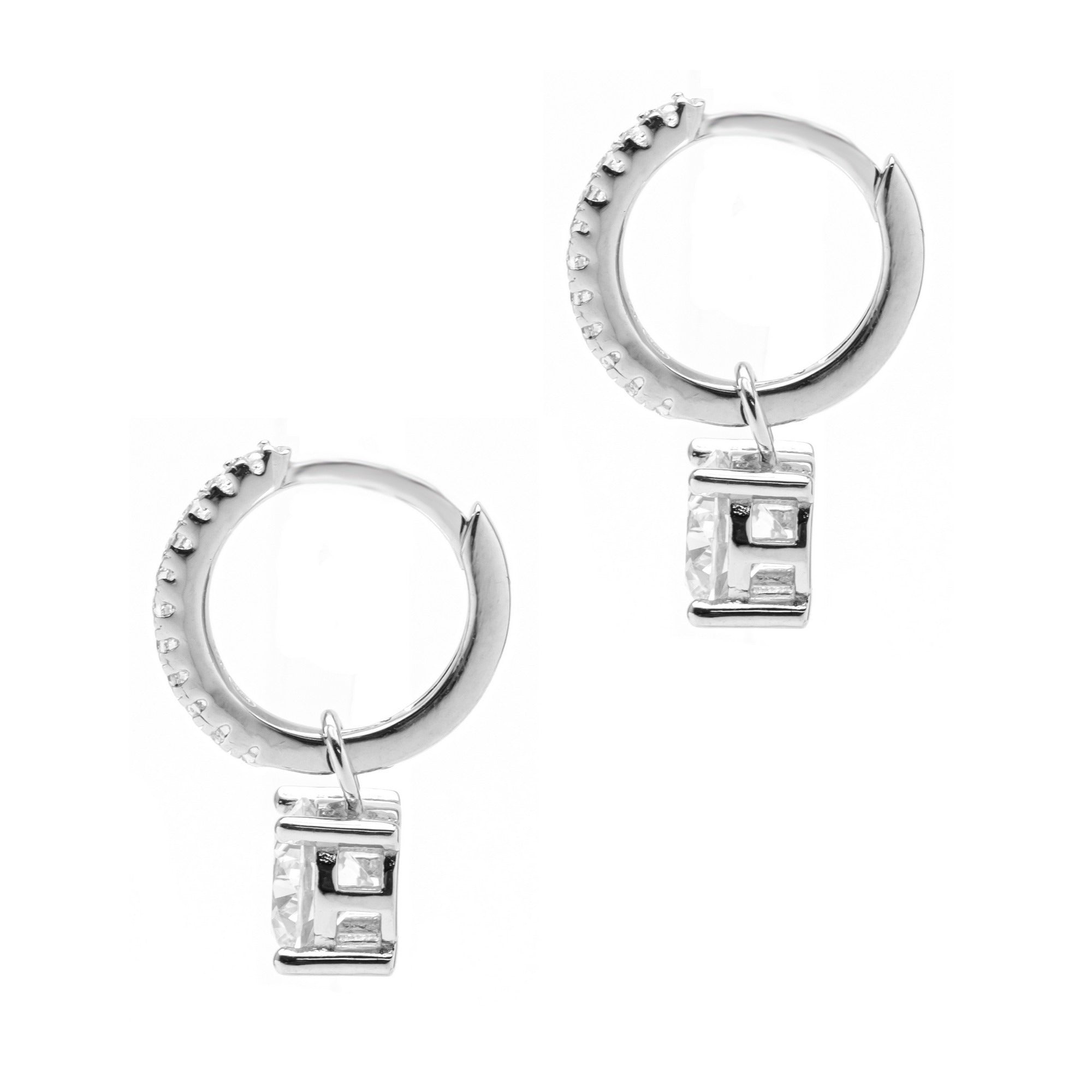 CREOLES EN ARGENT SERTIES DE PIERRES ET SOLITAIRE PENDANT