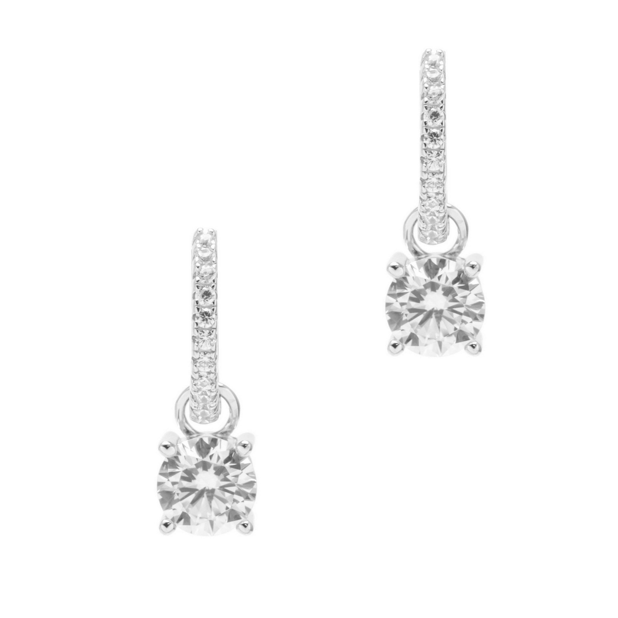 CREOLES EN ARGENT SERTIES DE PIERRES ET SOLITAIRE PENDANT