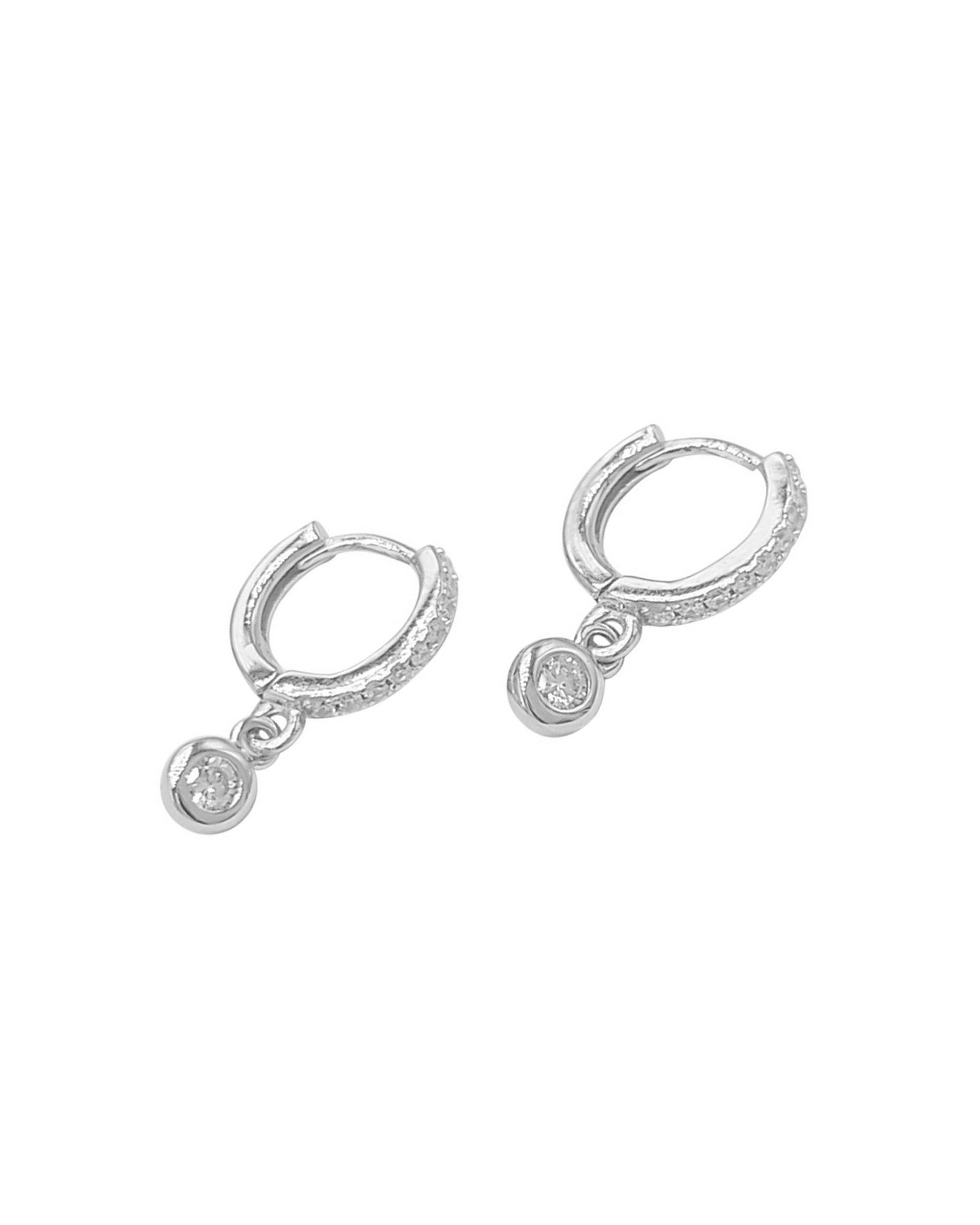 CREOLES EN ARGENT 1 CM AVEC PIERRES ET SOLITAIRE