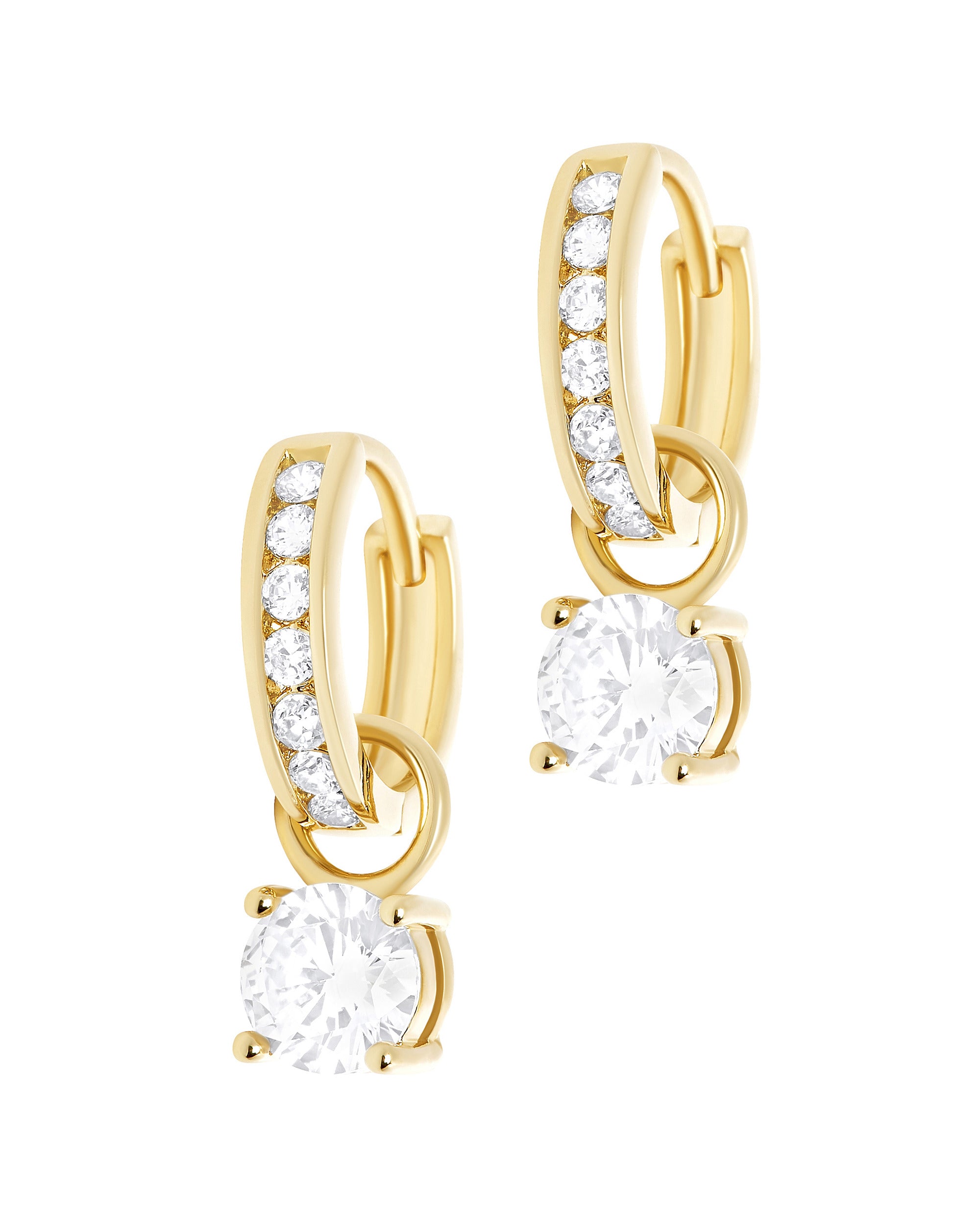 CREOLES EN PLAQUE OR 1,5 CM SOLITAIRE PENDANT