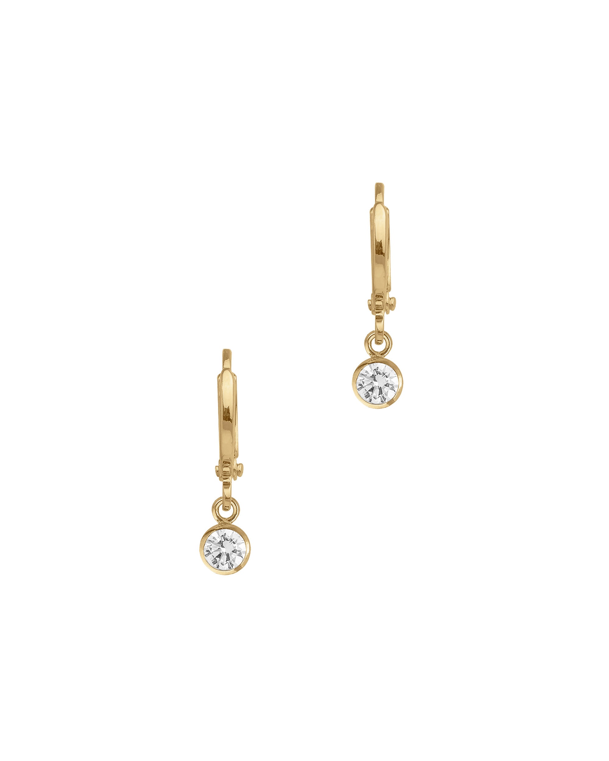 CREOLES EN PLAQUE OR AVEC SOLITAIRE PENDANT