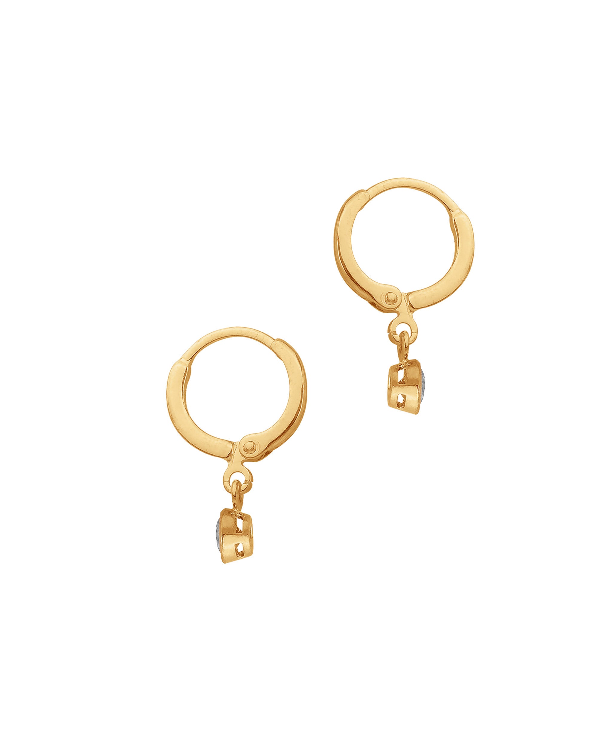 CREOLES EN PLAQUE OR AVEC SOLITAIRE PENDANT