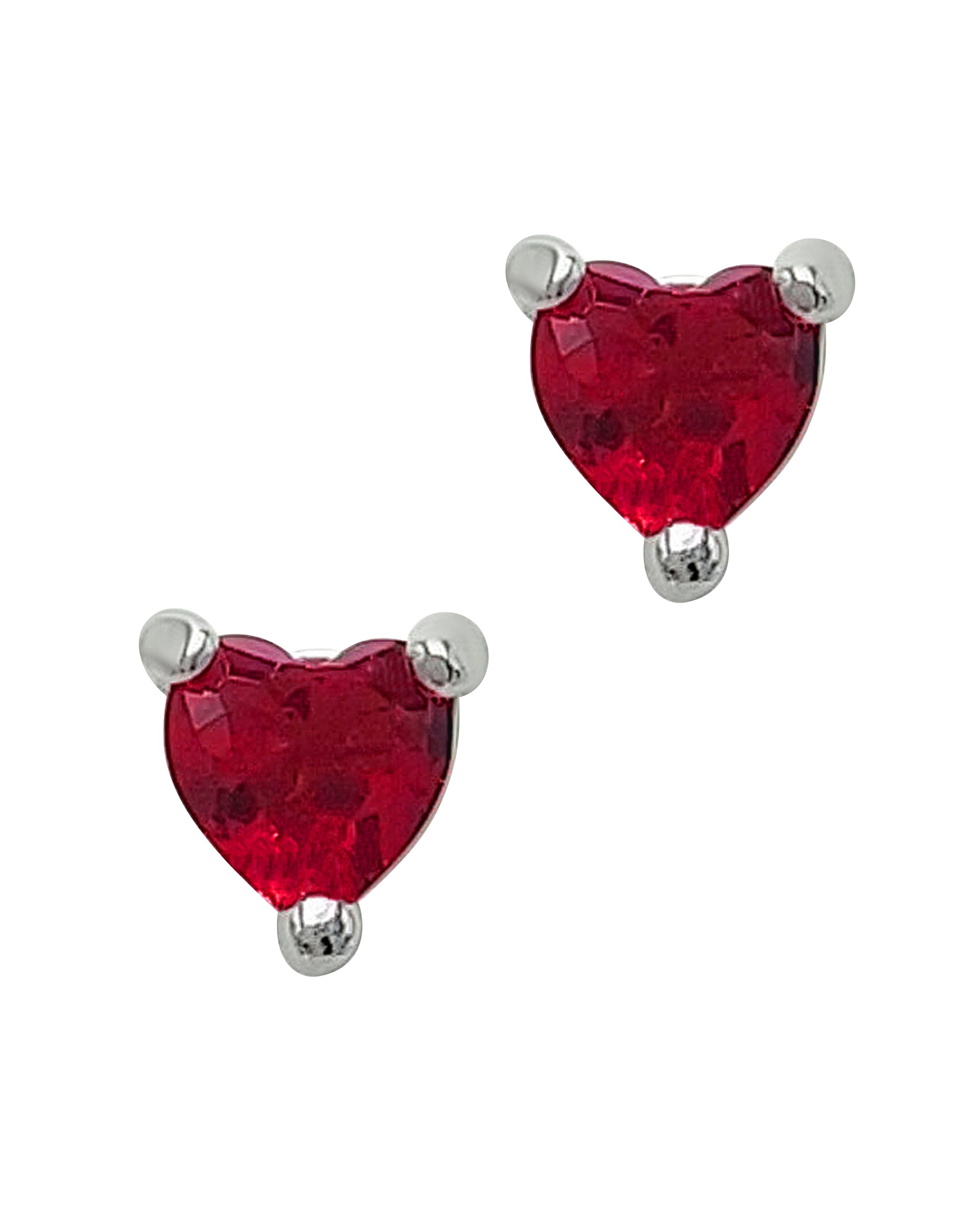 SILVER EARRINGS WITH RED HEART
