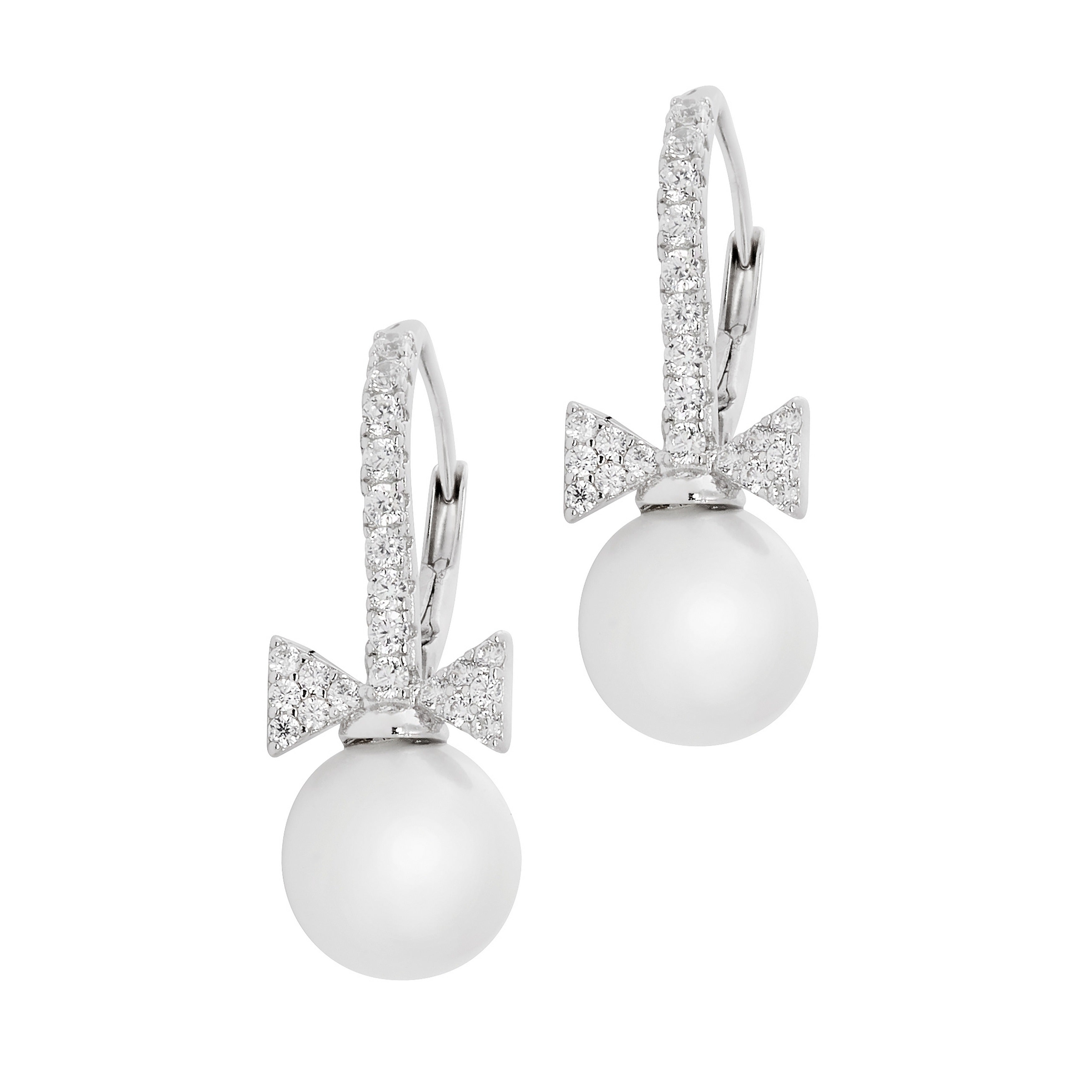 DORMEUSES EN ARGENT PERLE ET NOEUD