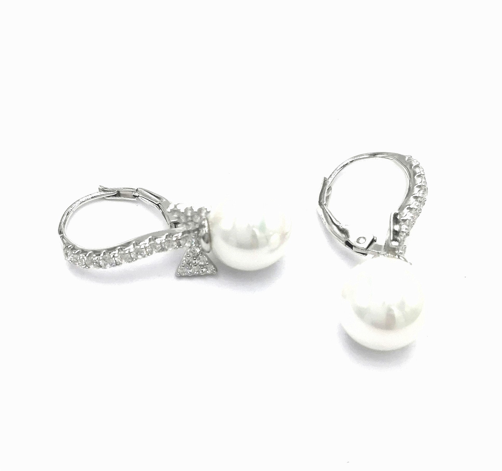 DORMEUSES EN ARGENT PERLE ET NOEUD