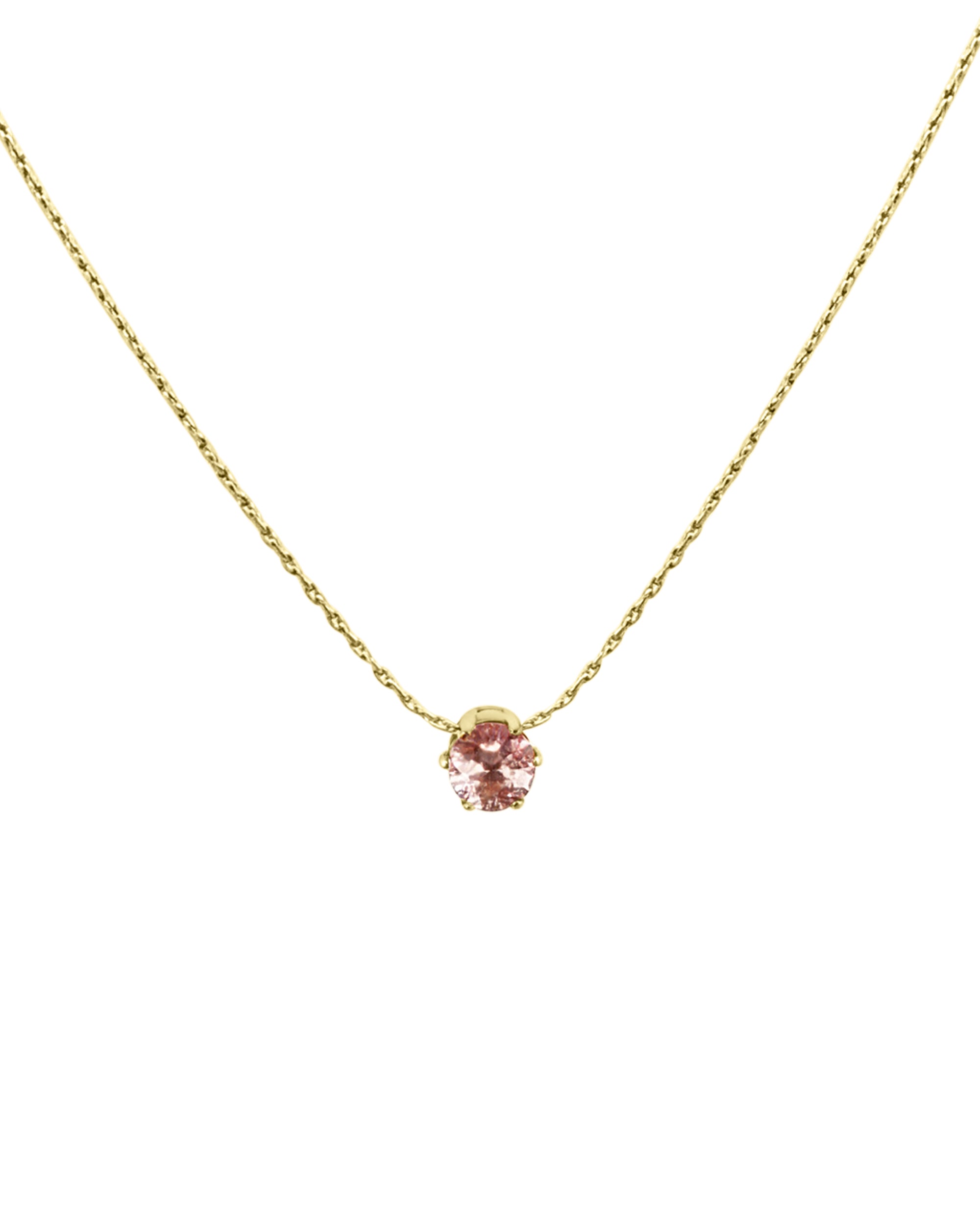 VERGULDE STALEN KETTING MET ROZE SOLITAIRE HANGER