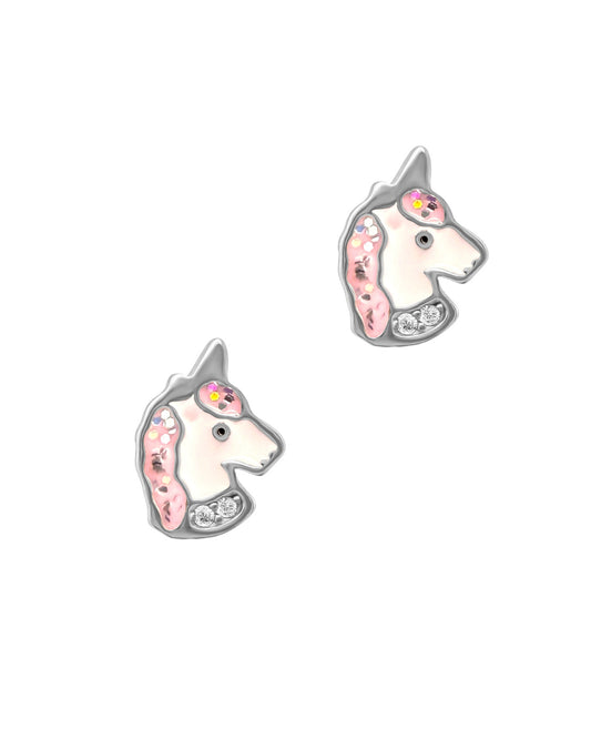 Boucles d'oreilles enfant en argent licorne