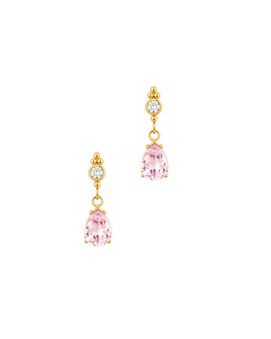Boucles d'oreilles en acier doré motif goutte rose