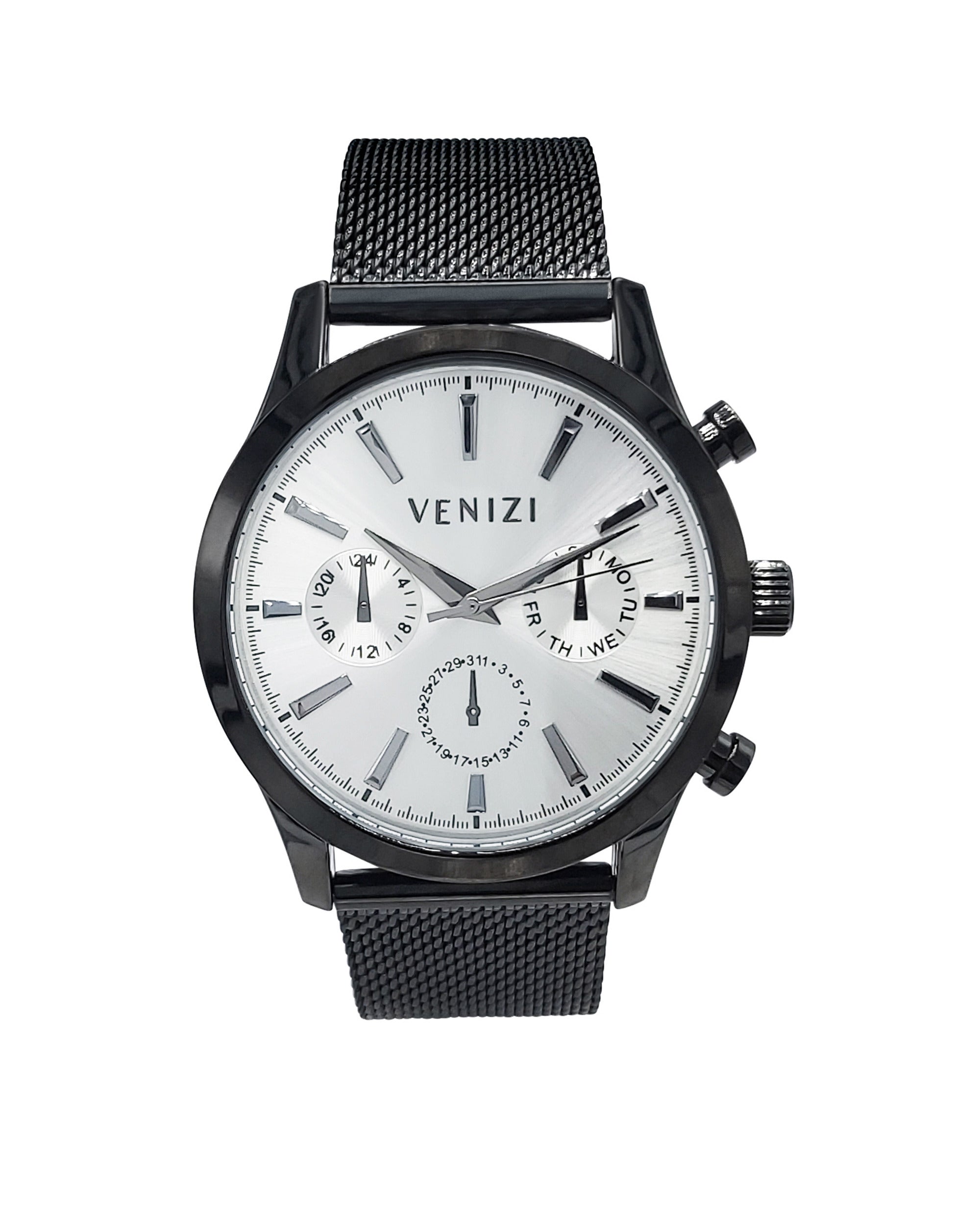 Montre Venizi noire maille milanaise