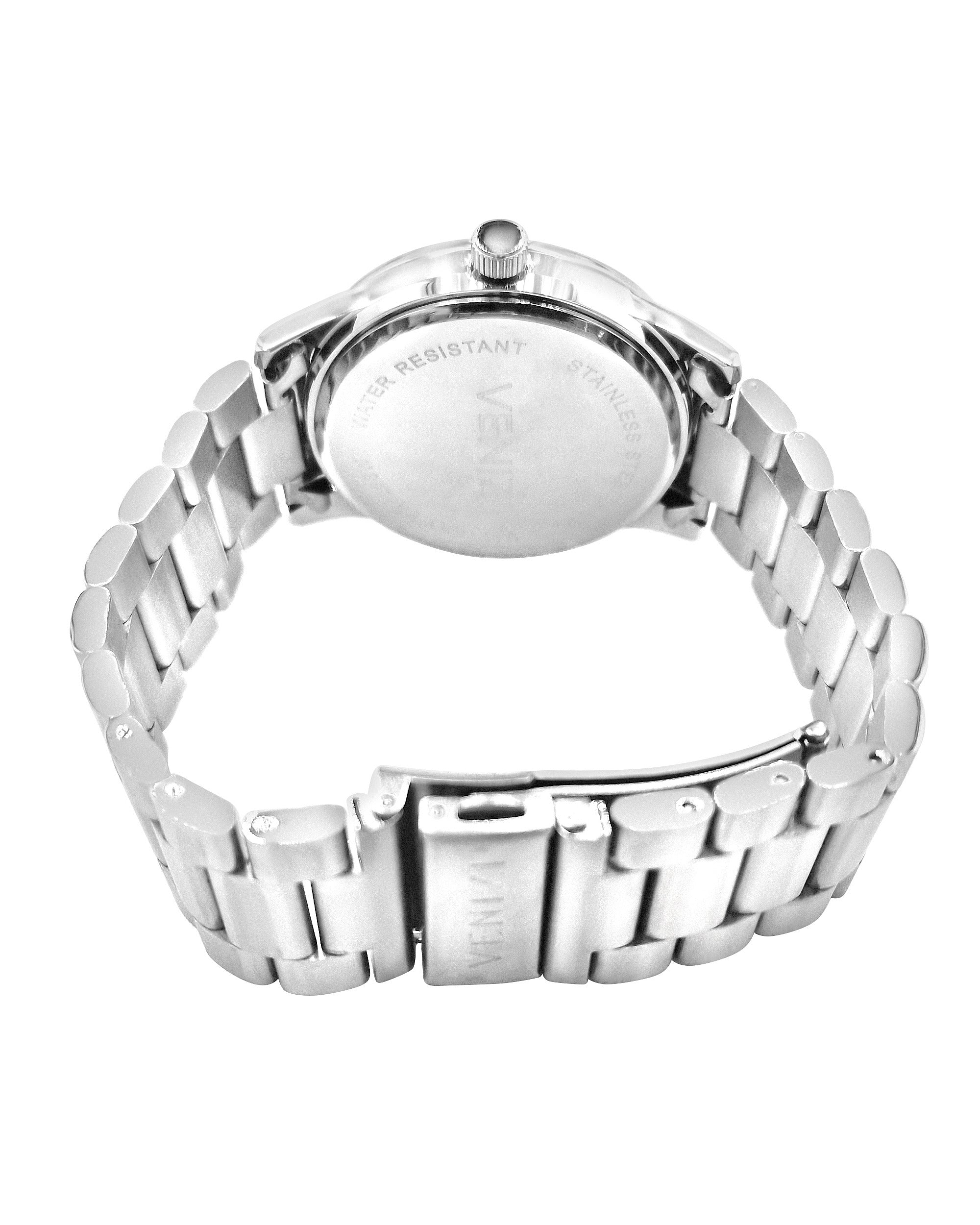 Montre homme pour homme bracelet métallique argenté cadran noir