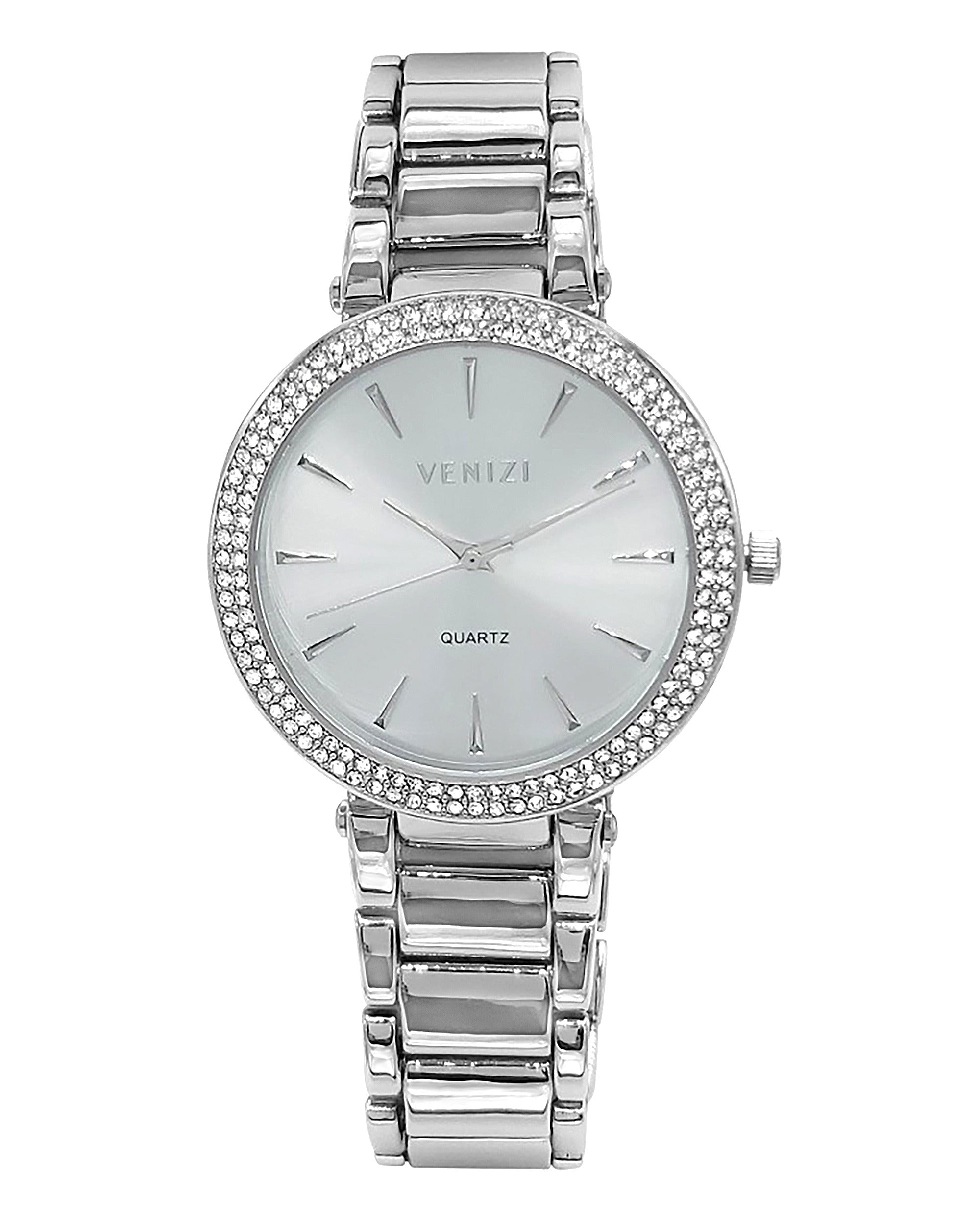 Montre femme VENIZI en métal argenté et strass