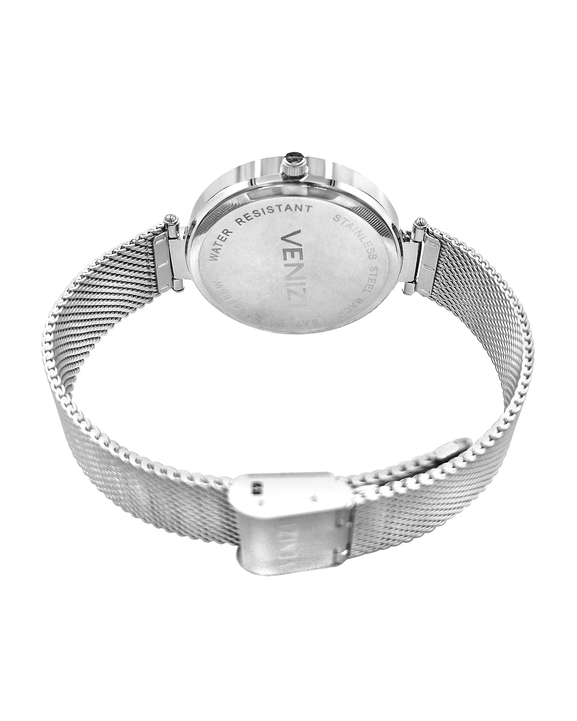 Montre Venizi argentée cadran blanc et paillettes