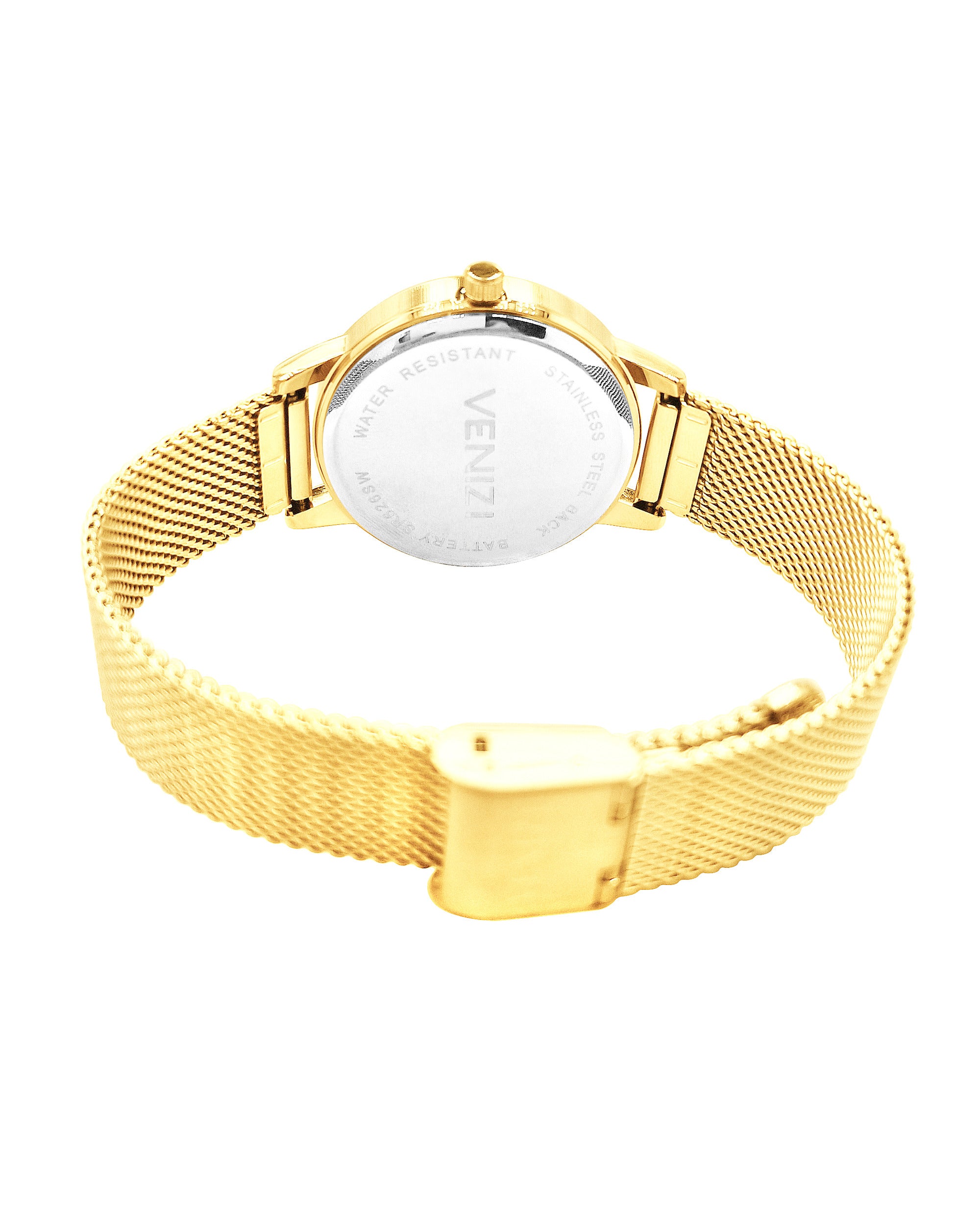 Montre dorée pour femme avec cadran noir