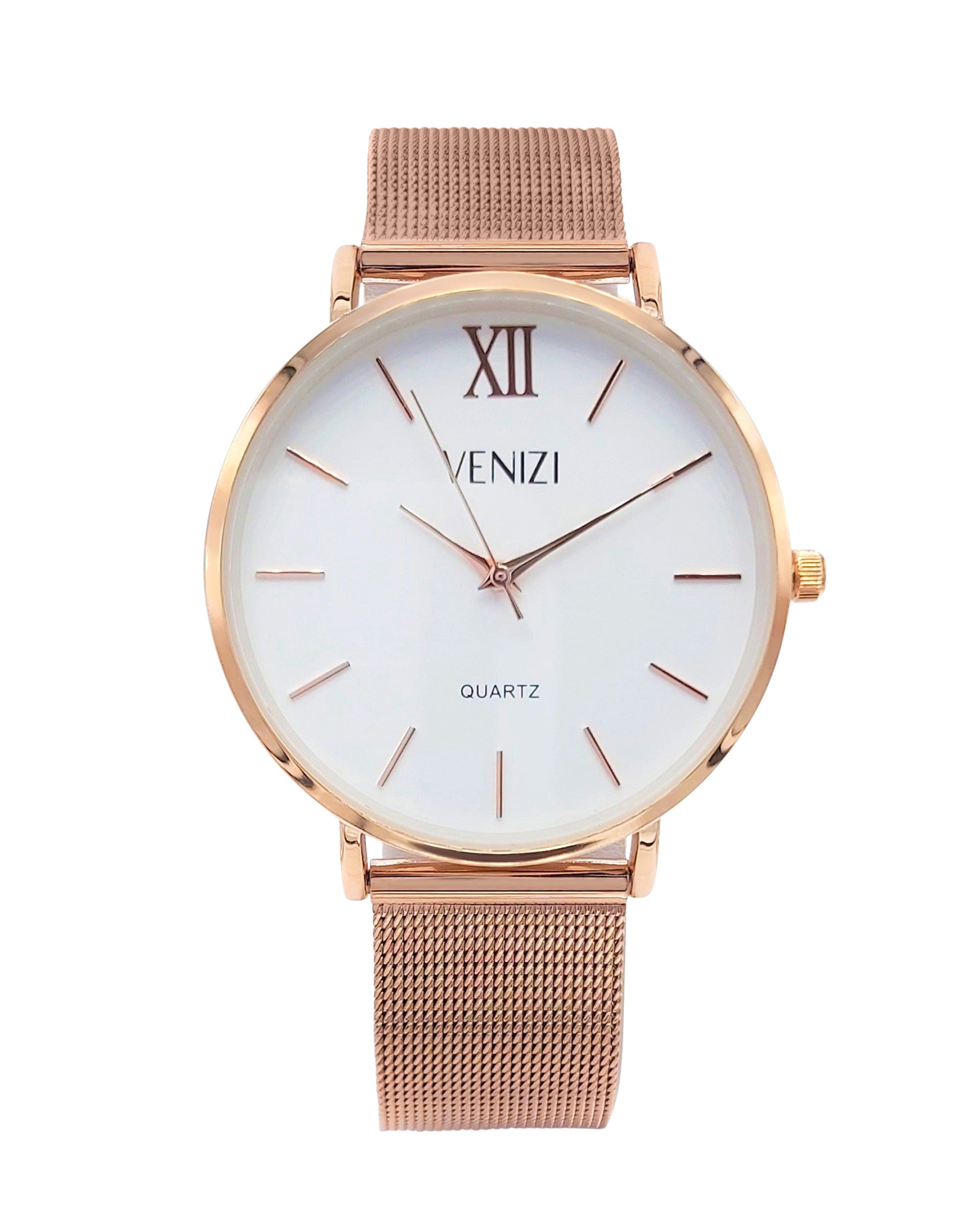Montre rosée pour femme avec cadran blanc