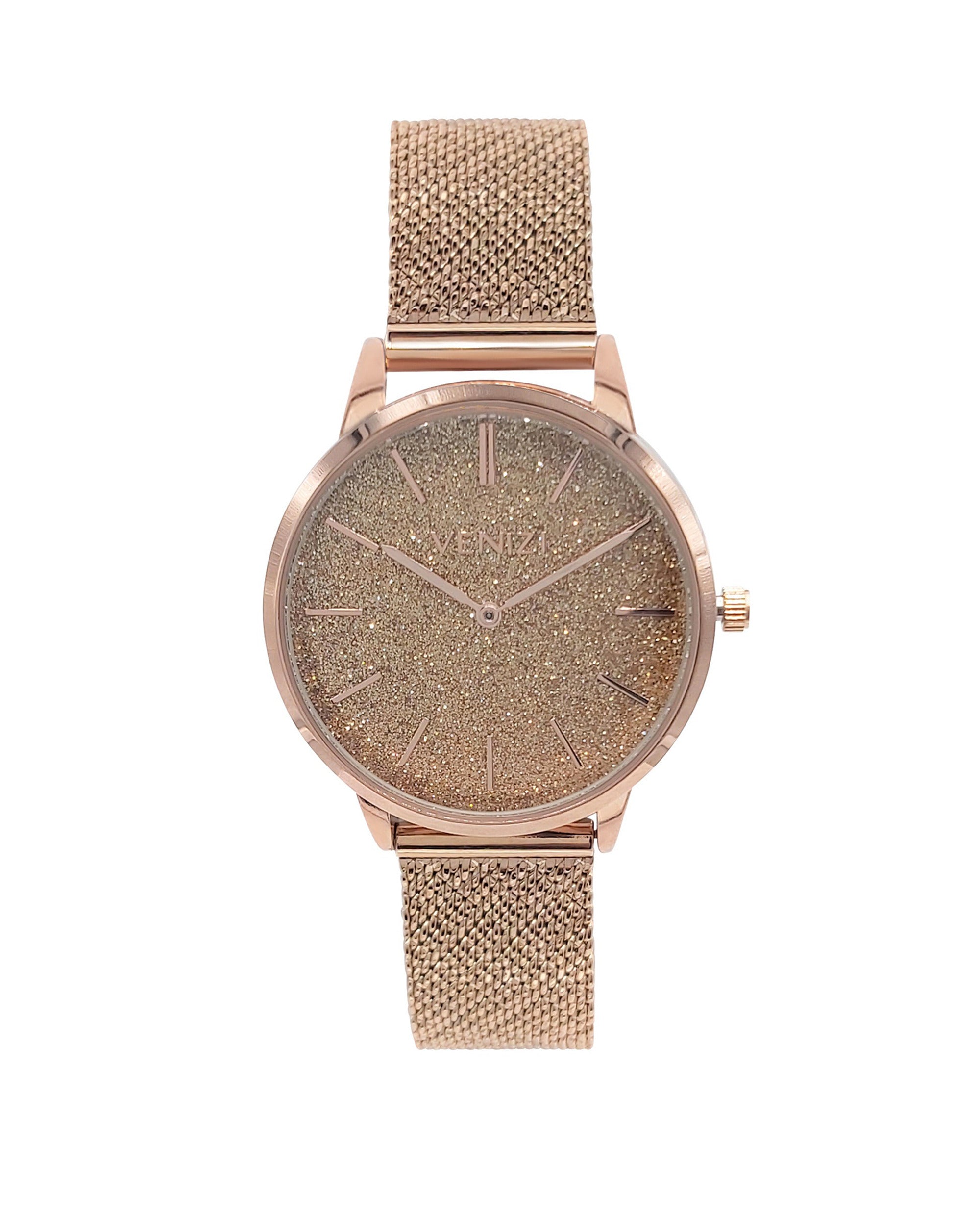 Montre pour femme rosée avec paillettes