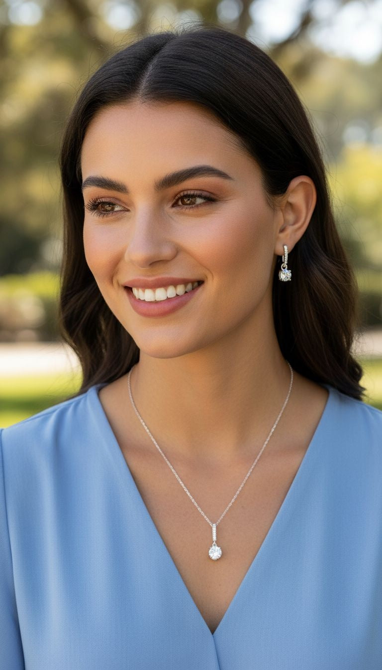 ZILVEREN SIERADENSET MET SOLITAIRE