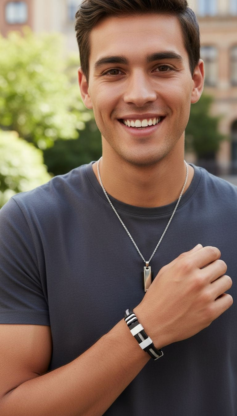 STALEN SIERADENSET MET RUBBEREN ARMBAND