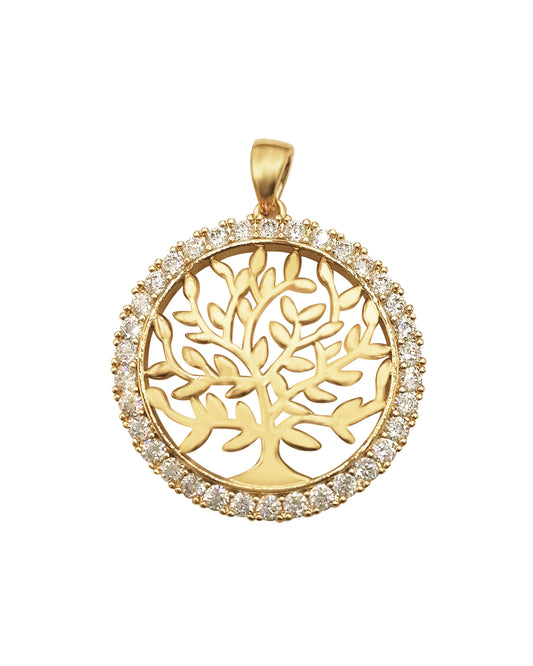 Pendentif en plaqué or arbre de vie avec pierres