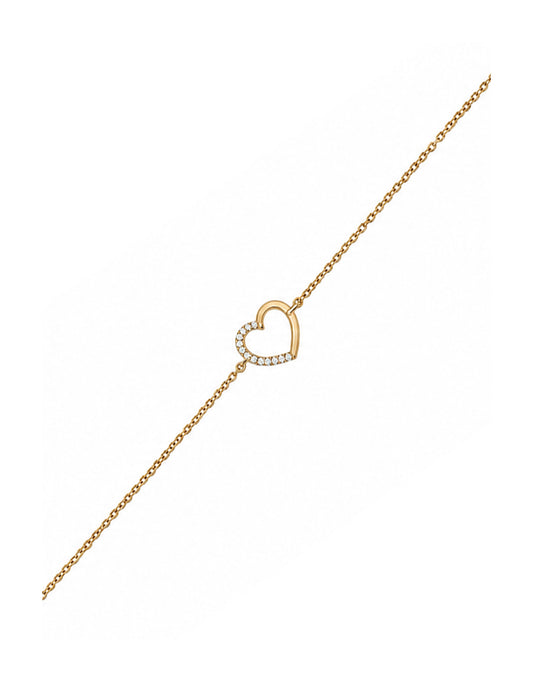 Bracelet en plaqué or avec coeur demi zirconium