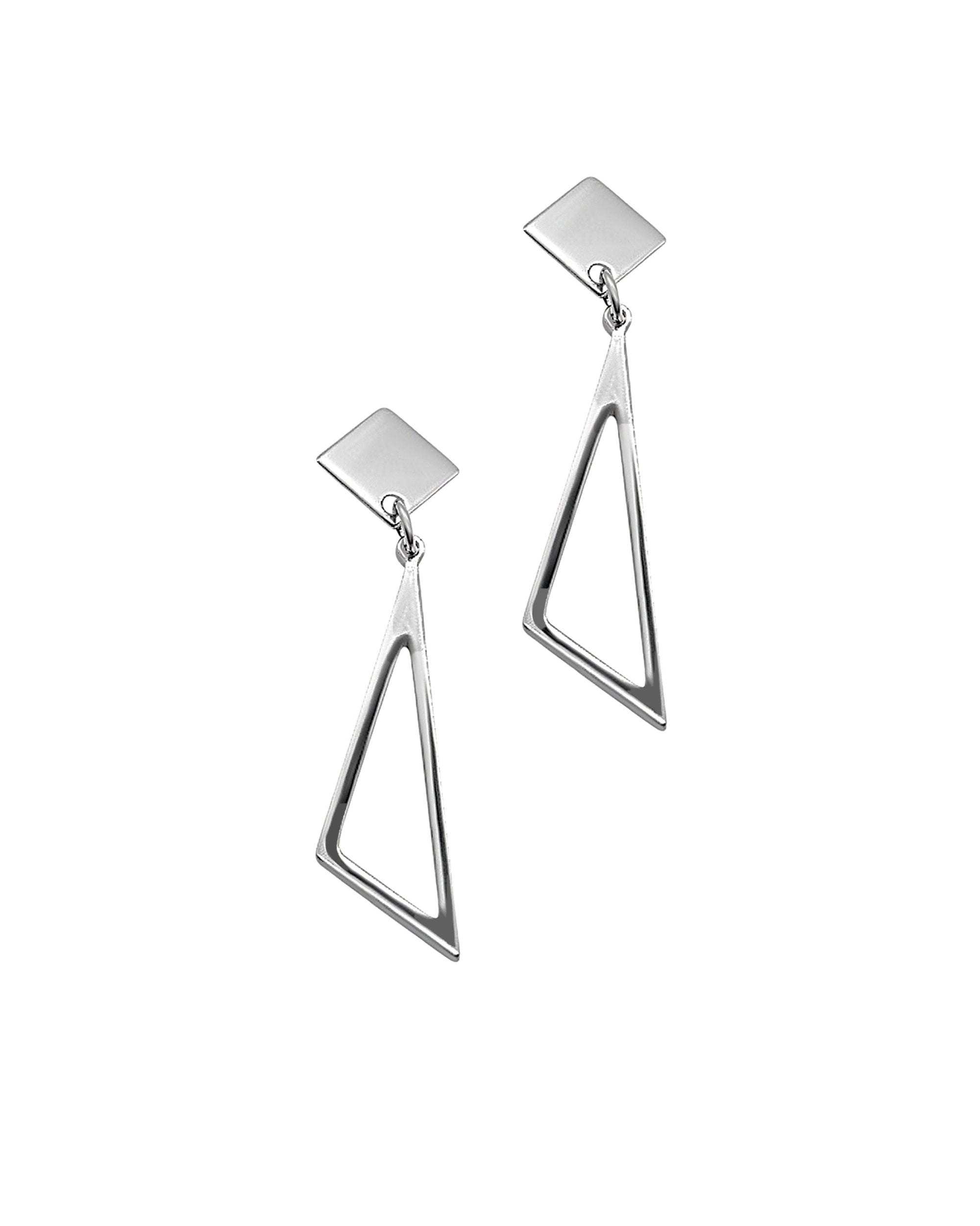 SILVER TRIANGLE DANGEL EARRINGS