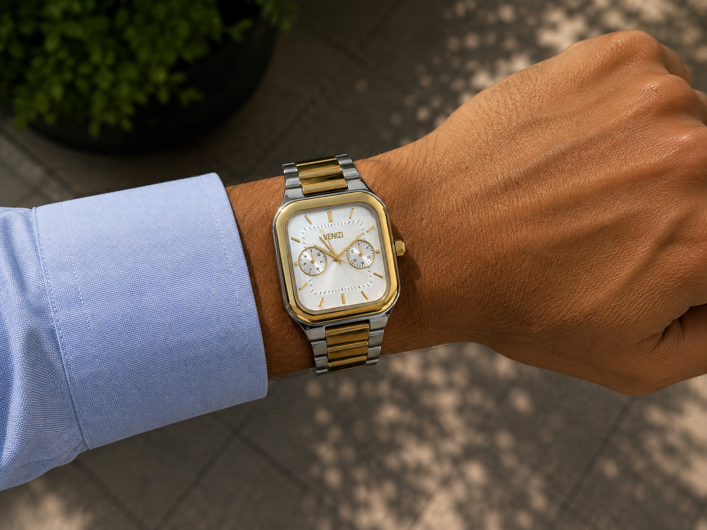 Montre Venizi carré bicolore avec cadran argenté