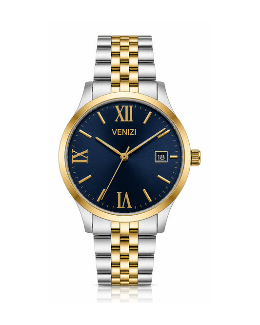 Two-tone Venizi watch with midnight blue dial