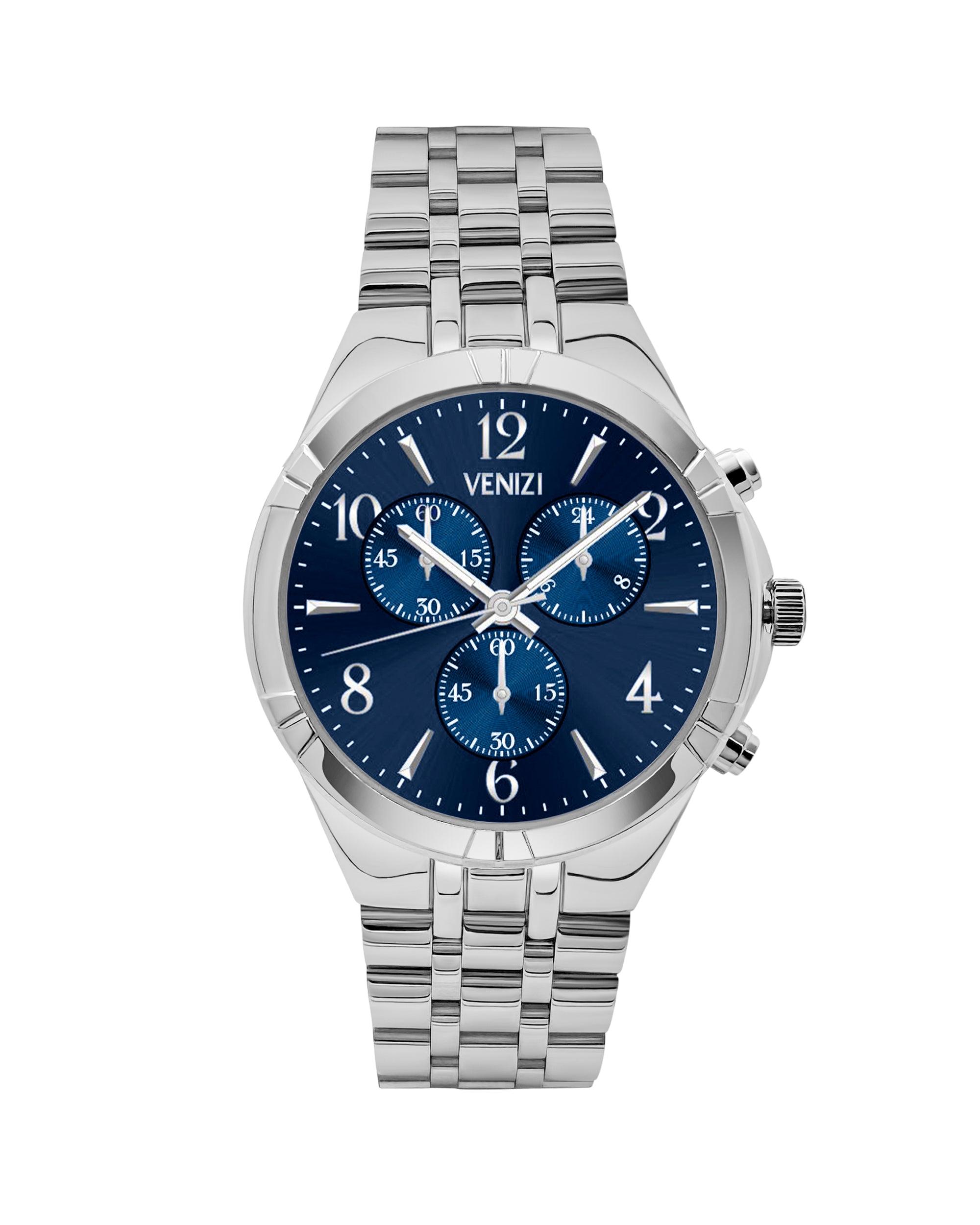 ZILVEREN VENIZI HORLOGE MET NACHTBLAUWE WIJZERPLAAT