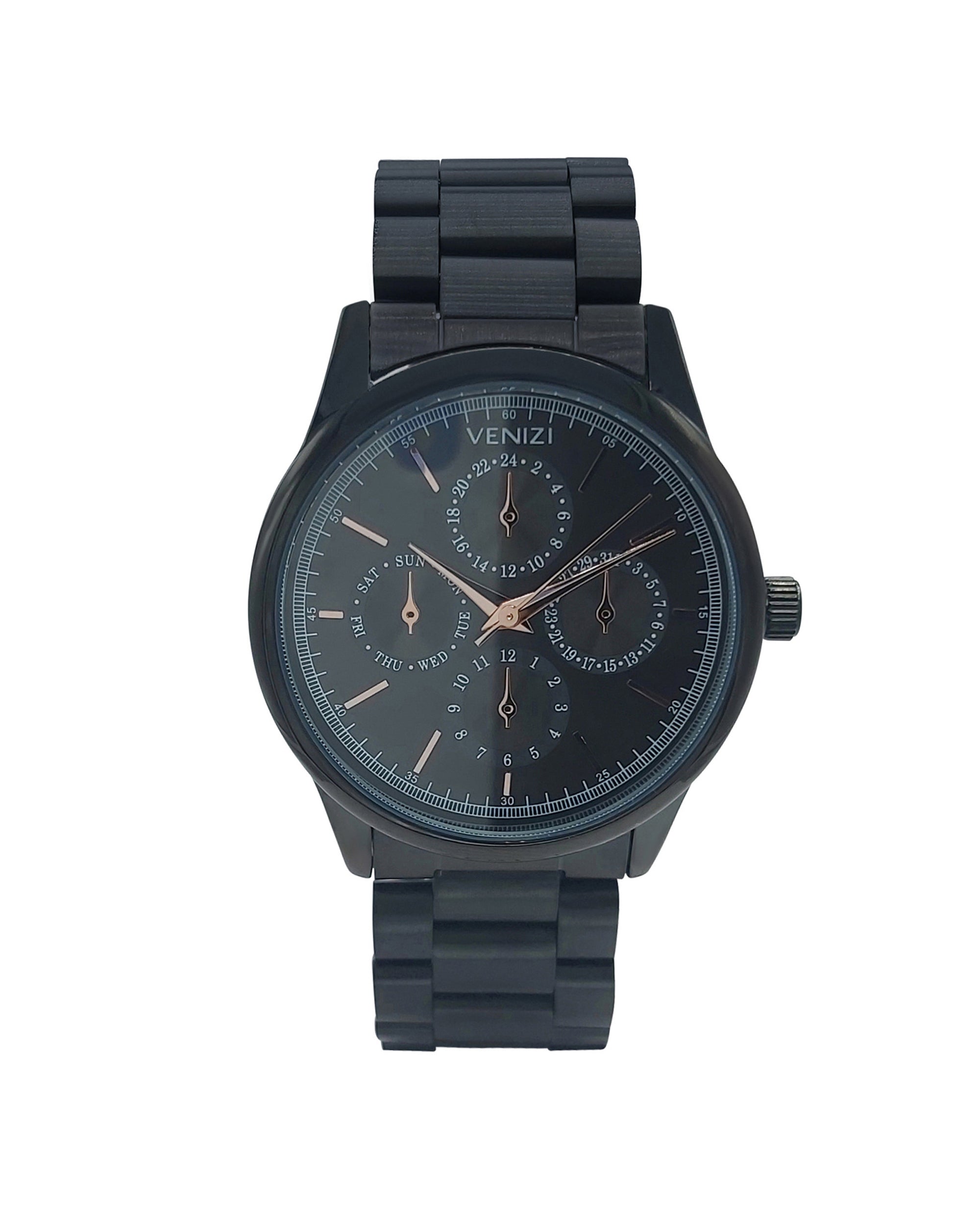 VENIZI ZWART HORLOGE MET ZWARTE WIJZERPLAAT