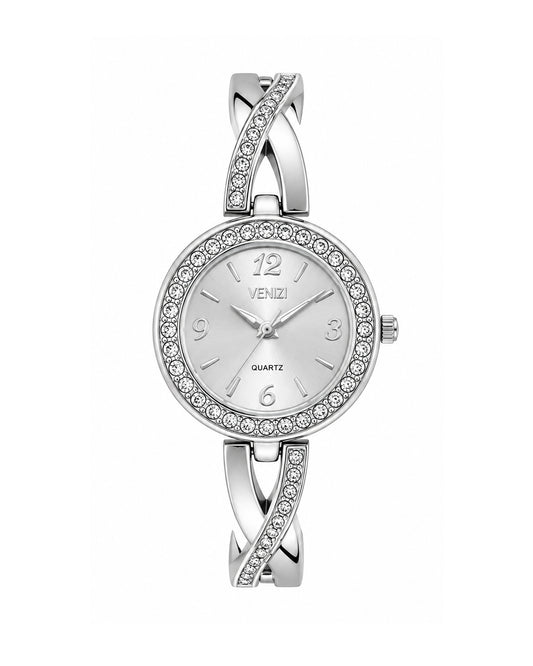 Montre argenté avec strass et cadran argenté