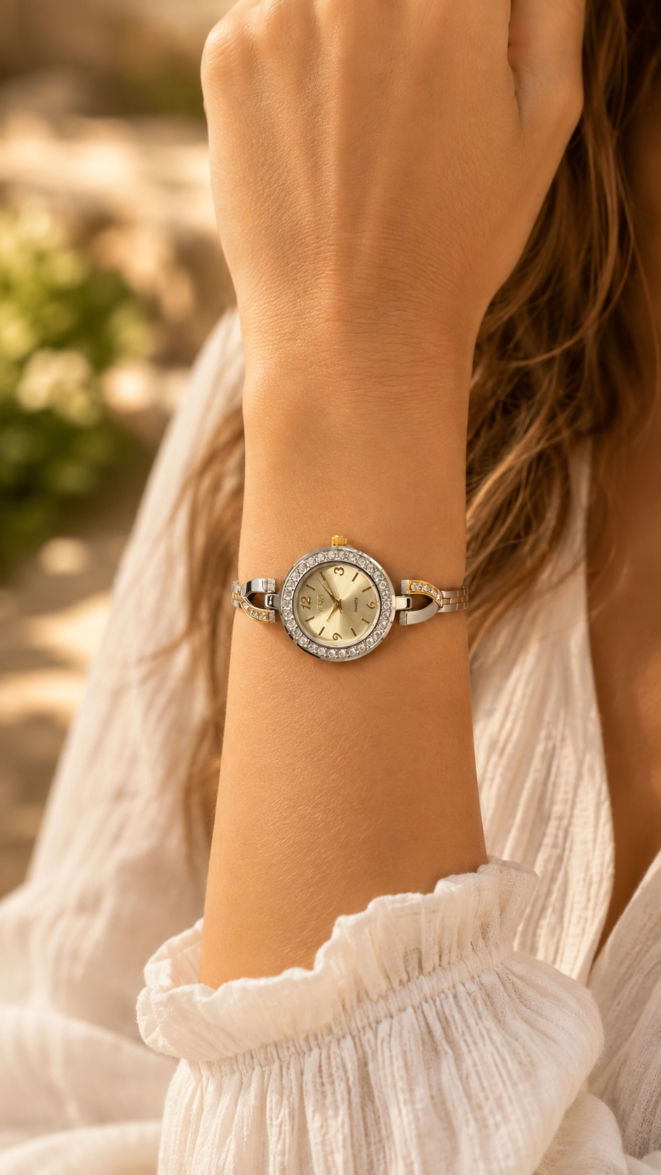 Montre Venizi bicolore avec strass et cadran champagne