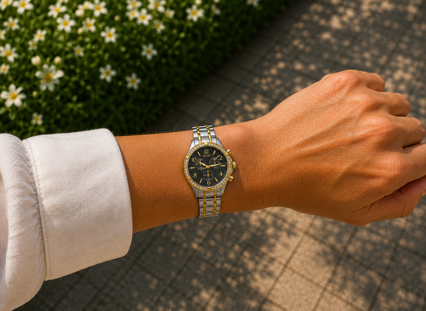 Montre Venizi bicolore cadran anthracite avec strass