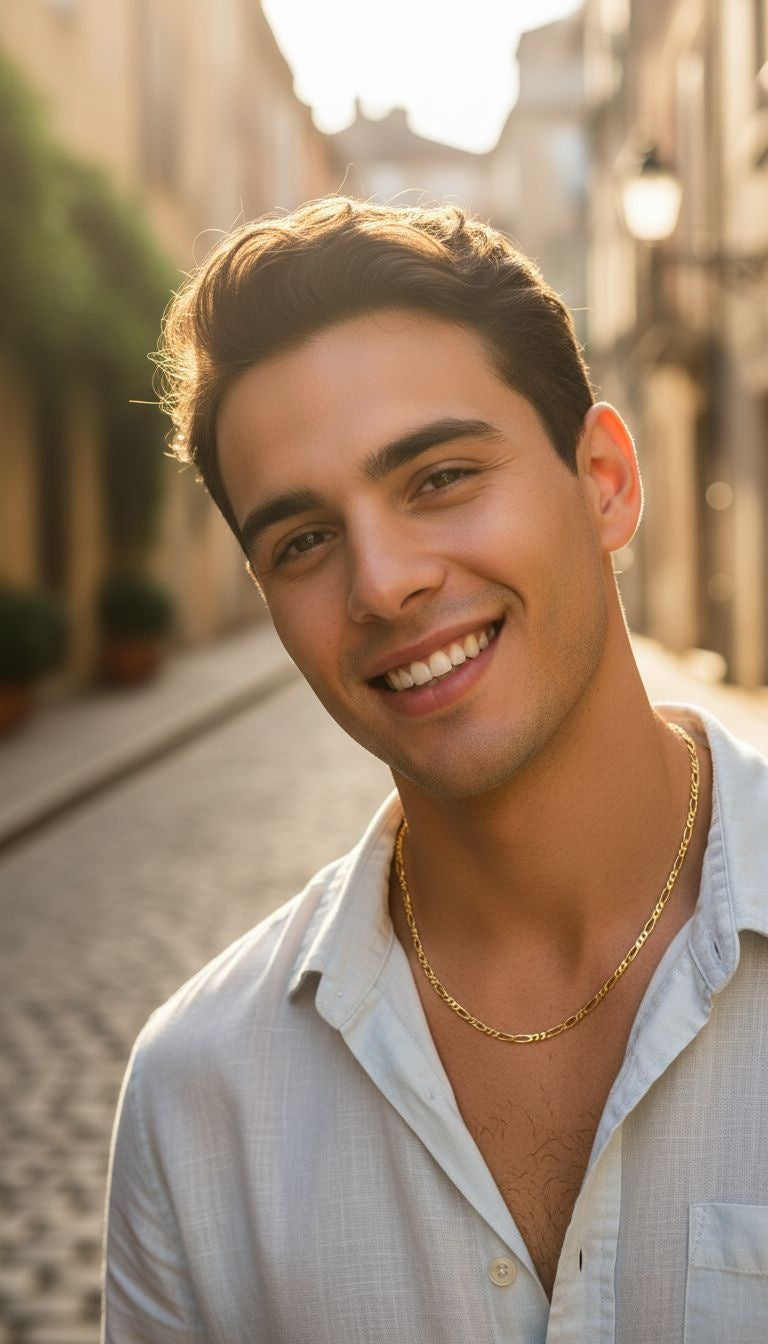 CHAINE EN PLAQUE OR MAILLE FIGARO 1,75 MM