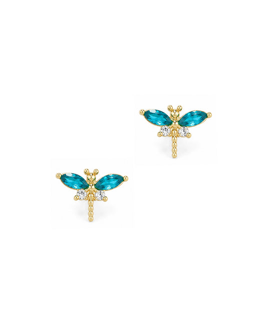 Boucles d'oreilles en plaqué or motif libellule