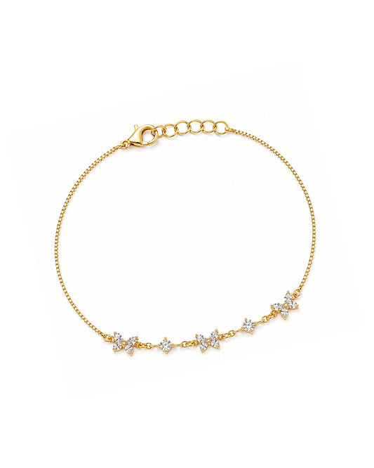 Bracelet en plaqué or motifs noeuds papillon avec zirconium