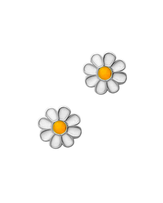 Boucles d'oreilles enfant en argent motif marguerite